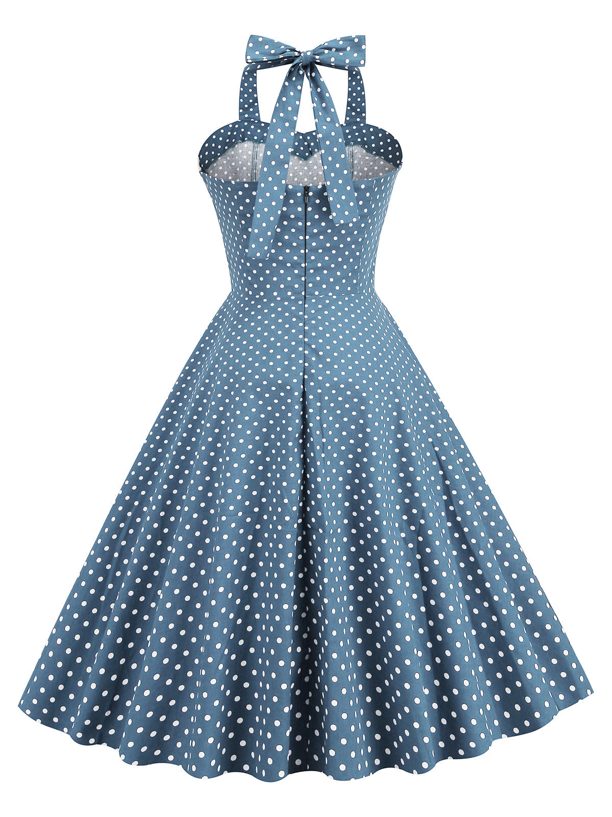 Vestido de balanço de bolinhas halter dos anos 50