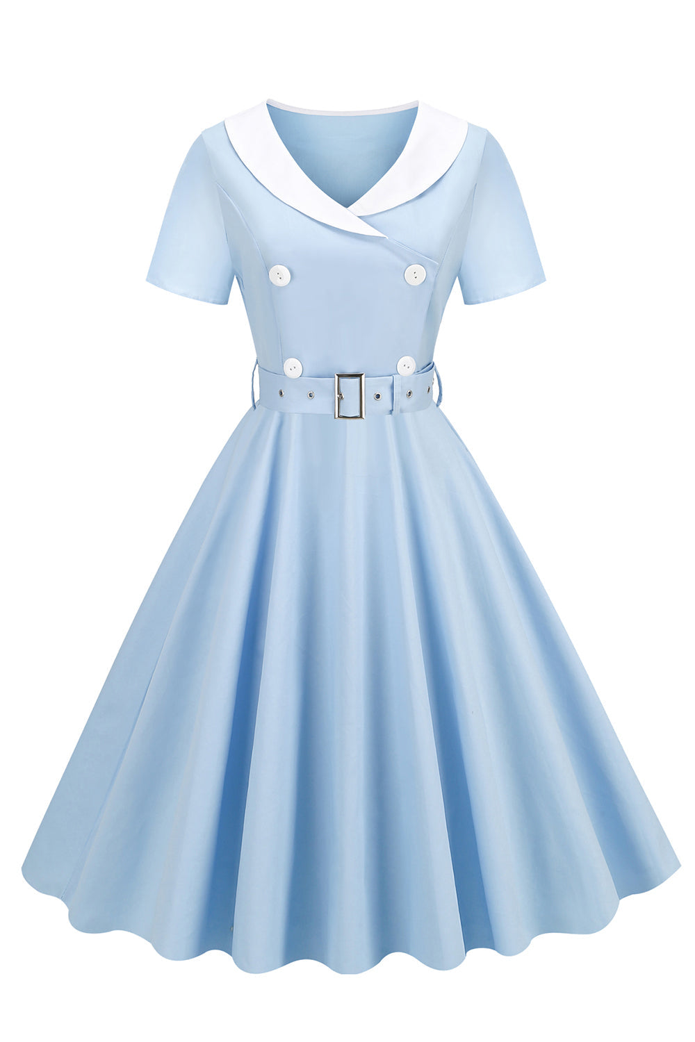 Vestido preto de balanço dos anos 50 com cinto
