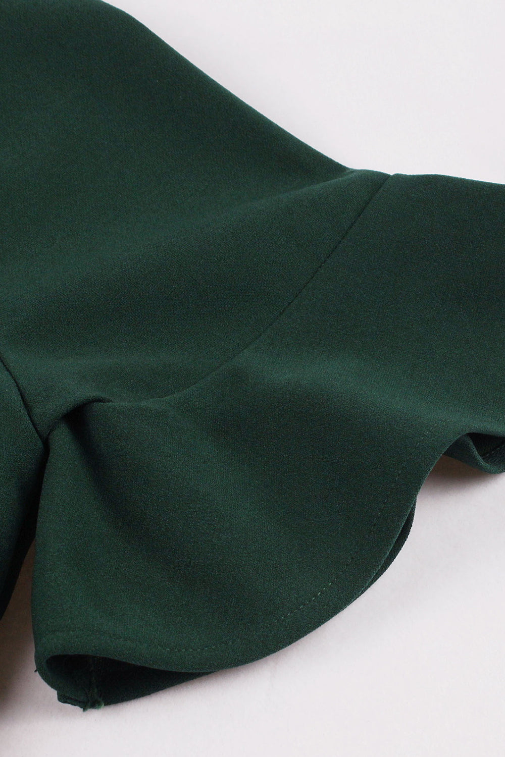 Vestido de bodycon verde escuro dos anos 60 com folhos