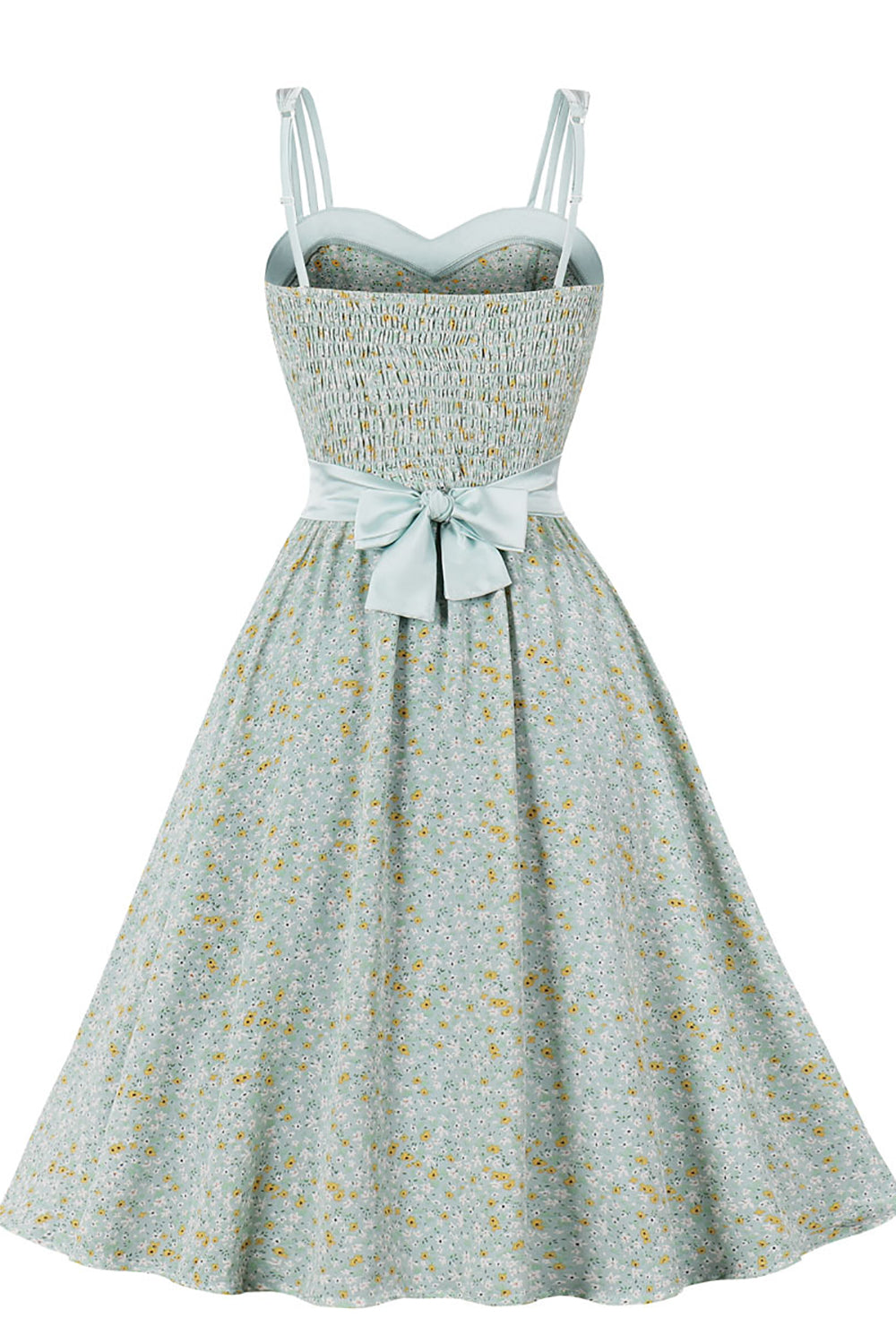 Cintas de espaguete impresso verde 1950