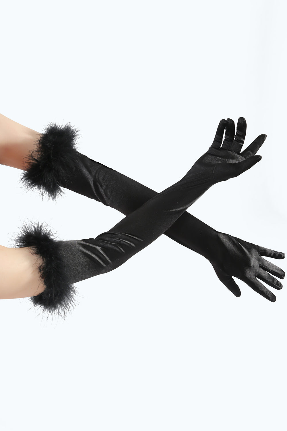 Luvas de festa de Gatsby preto com penas