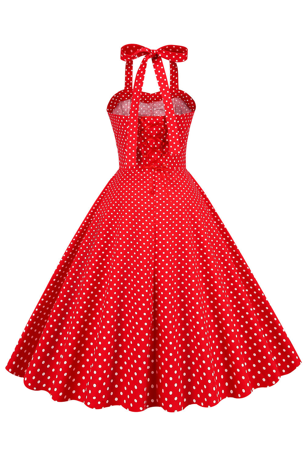 Vestido retro halter halter red polka dots 1950s