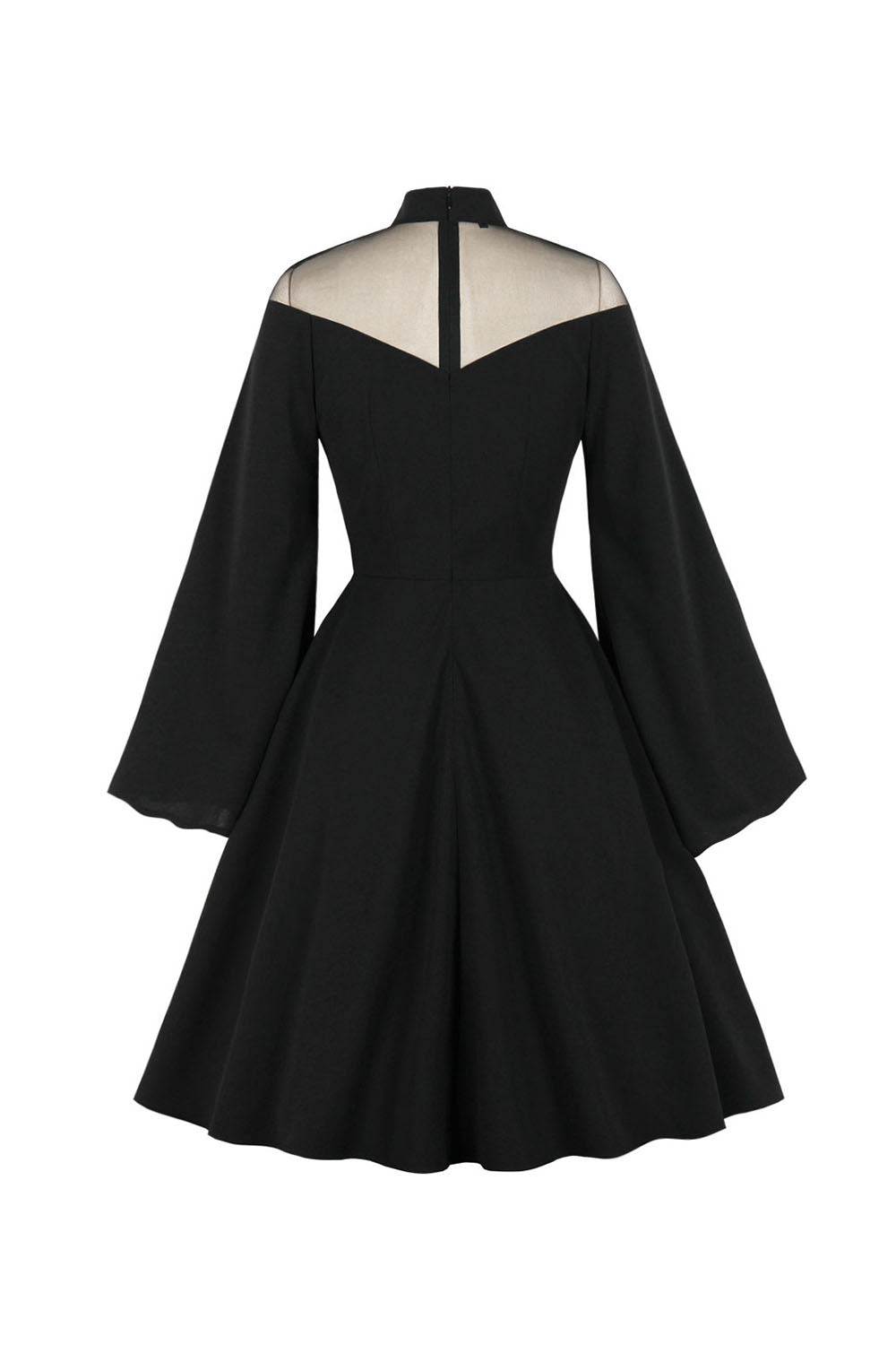 Vestido de Halloween preto vintage com mangas compridas