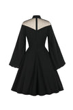 Vestido de Halloween preto vintage com mangas compridas