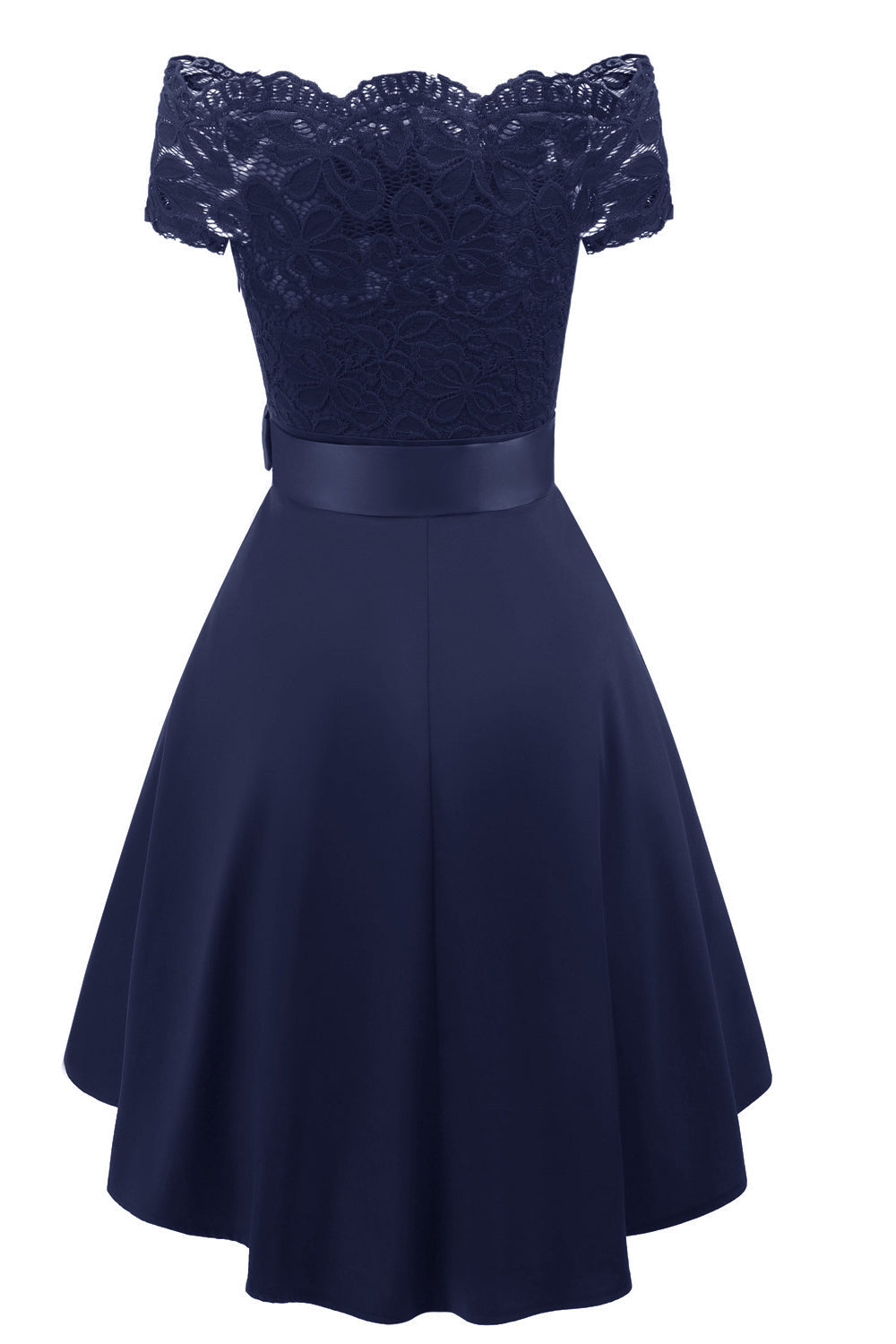 Uma linha fora do ombro borgonha vestido de renda com Bowknot
