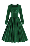 Vestido vintage de veludo verde escuro