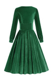 Vestido vintage de veludo verde escuro