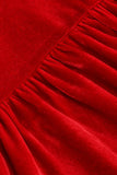 Vestido vintage de veludo vermelho Midi