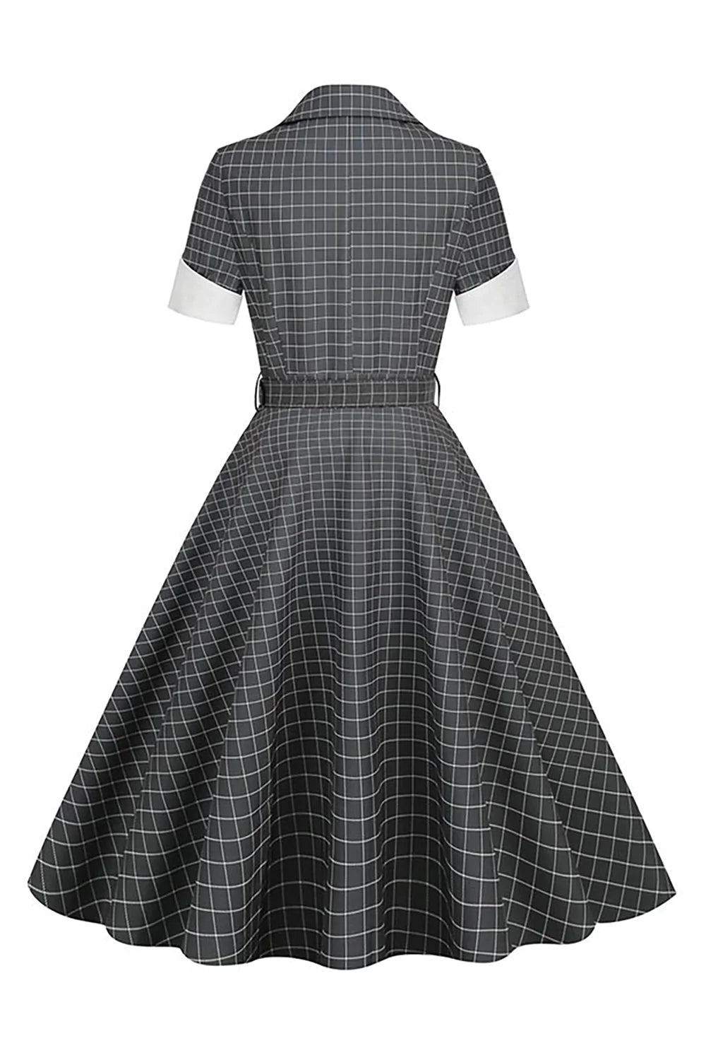 Vestido Vintage de Xadrez Cinza
