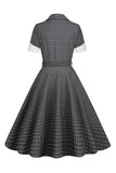 Vestido Vintage de Xadrez Cinza