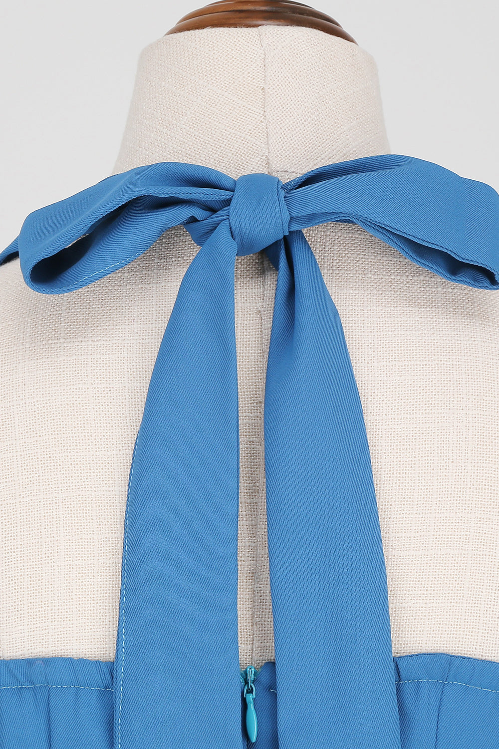 1950s Vestido Azul Halter A-Line