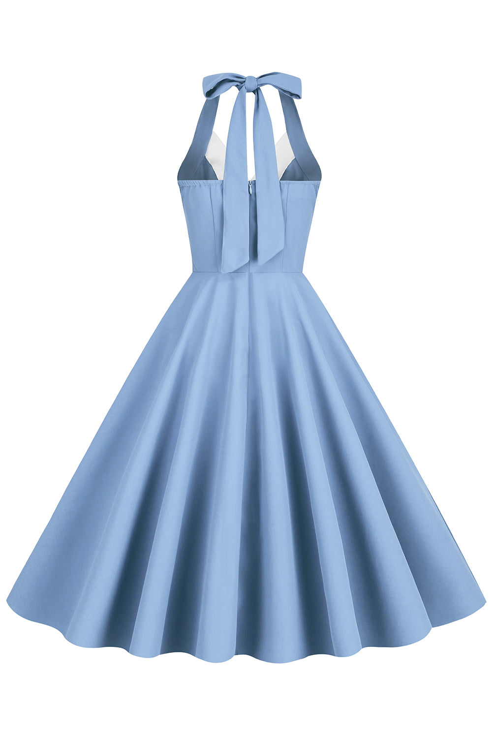 1950s Vestido Azul Halter A-Line