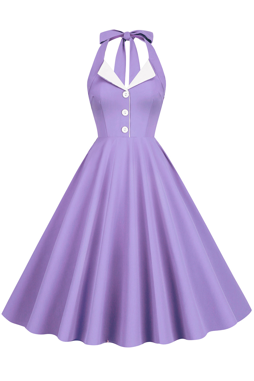 1950s Vestido Azul Halter A-Line