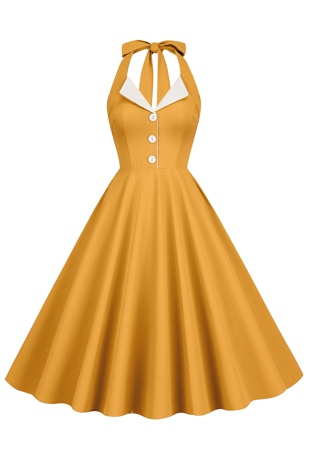 1950s Vestido Azul Halter A-Line
