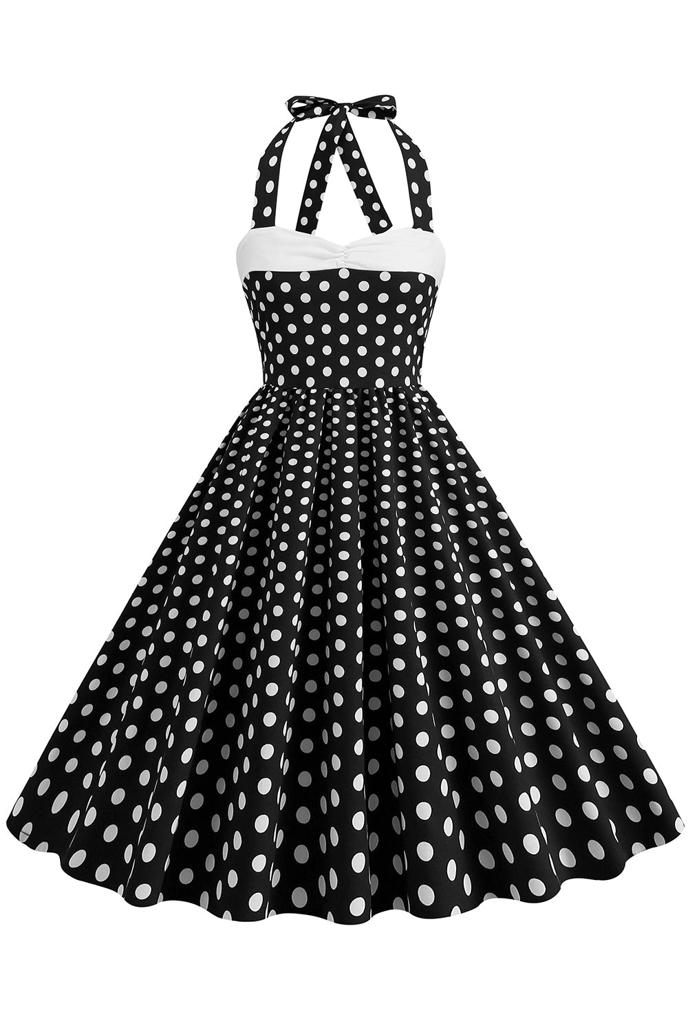Vermelho Halter Pontos de Polka Vestido Dos Anos 1950