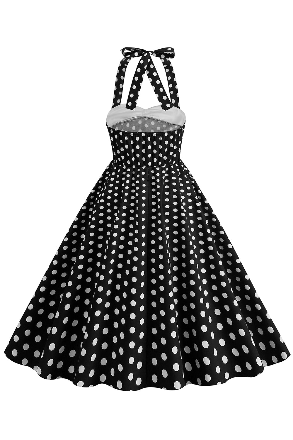 Vermelho Halter Pontos de Polka Vestido Dos Anos 1950