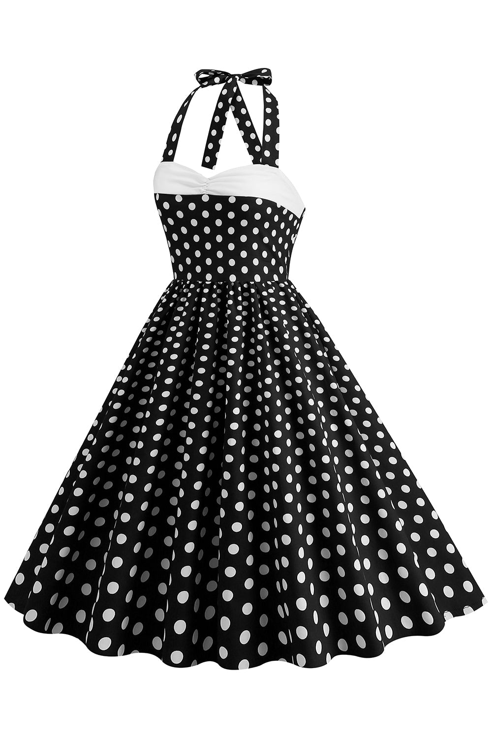 Vermelho Halter Pontos de Polka Vestido Dos Anos 1950