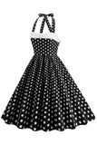 Vermelho Halter Pontos de Polka Vestido Dos Anos 1950