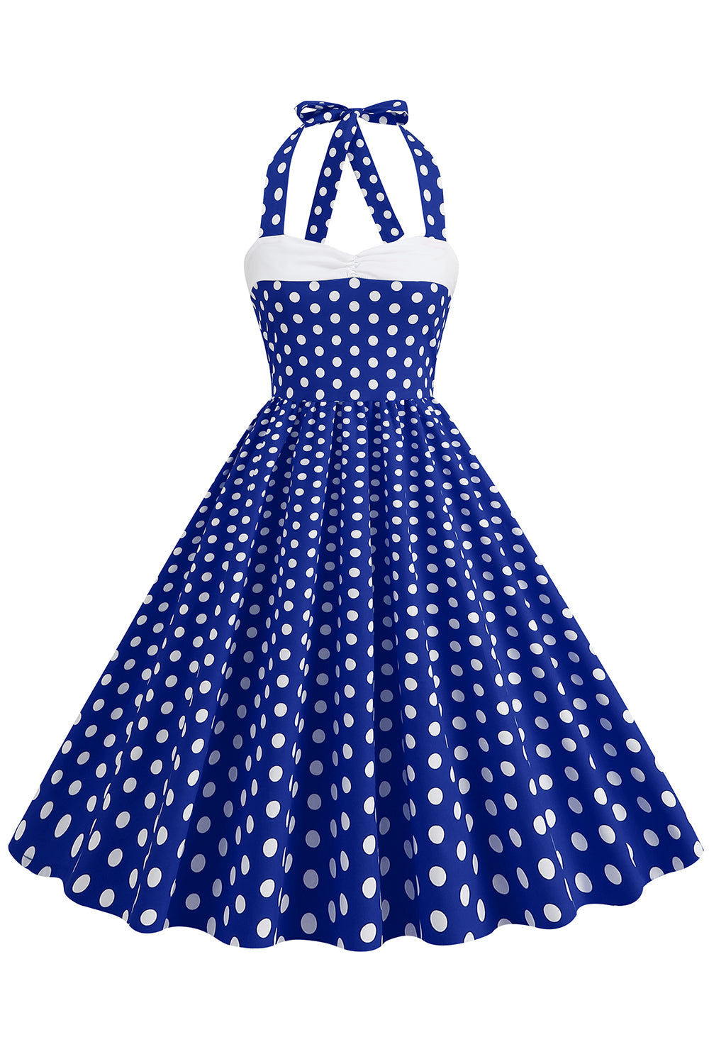 Vermelho Halter Pontos de Polka Vestido Dos Anos 1950