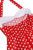 Vermelho Halter Pontos de Polka Vestido Dos Anos 1950