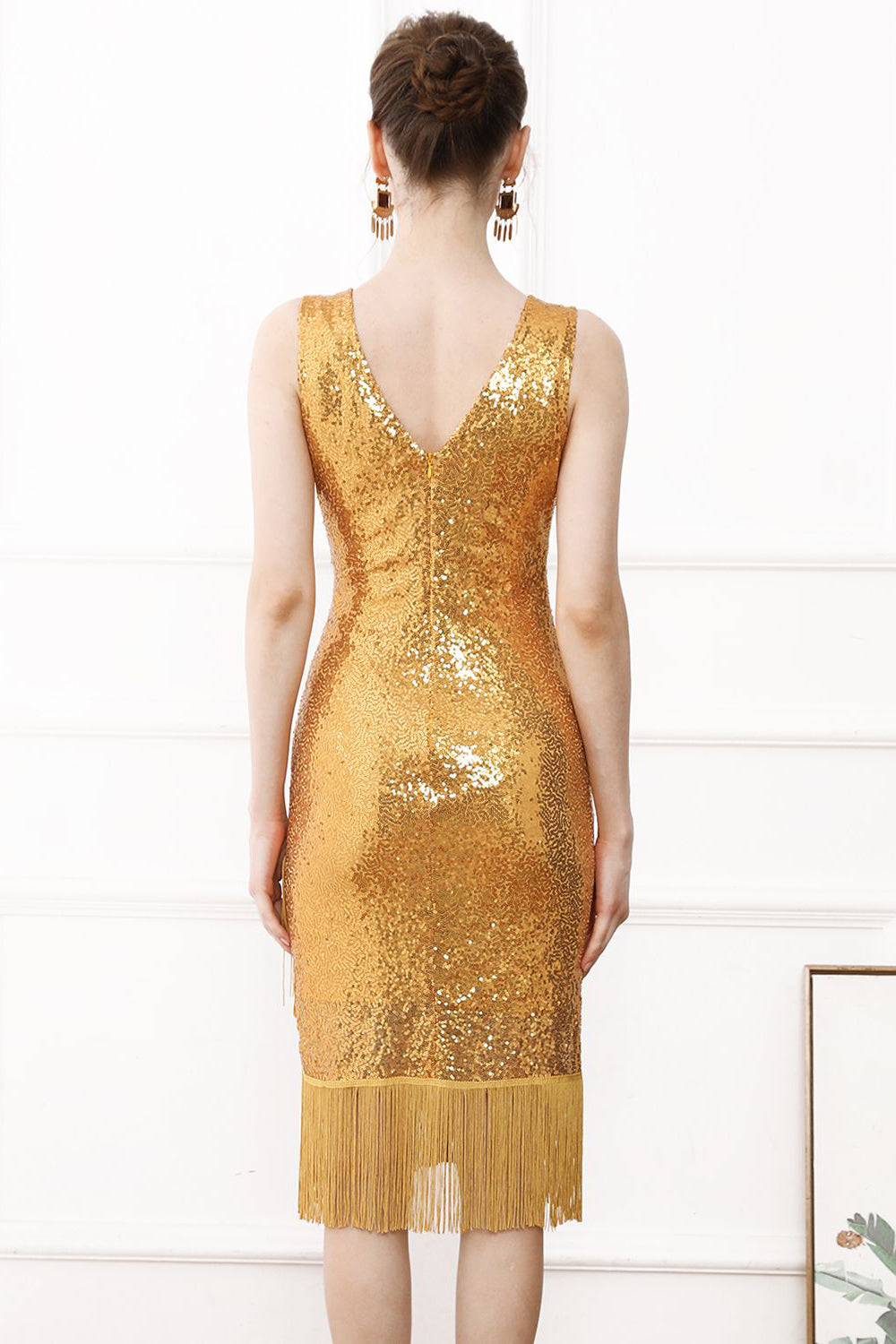 Lantejoulas Preto 1920s Vestido Com Franjas