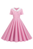 A Line Pink Short Sleeveless Vestido dos anos 1950