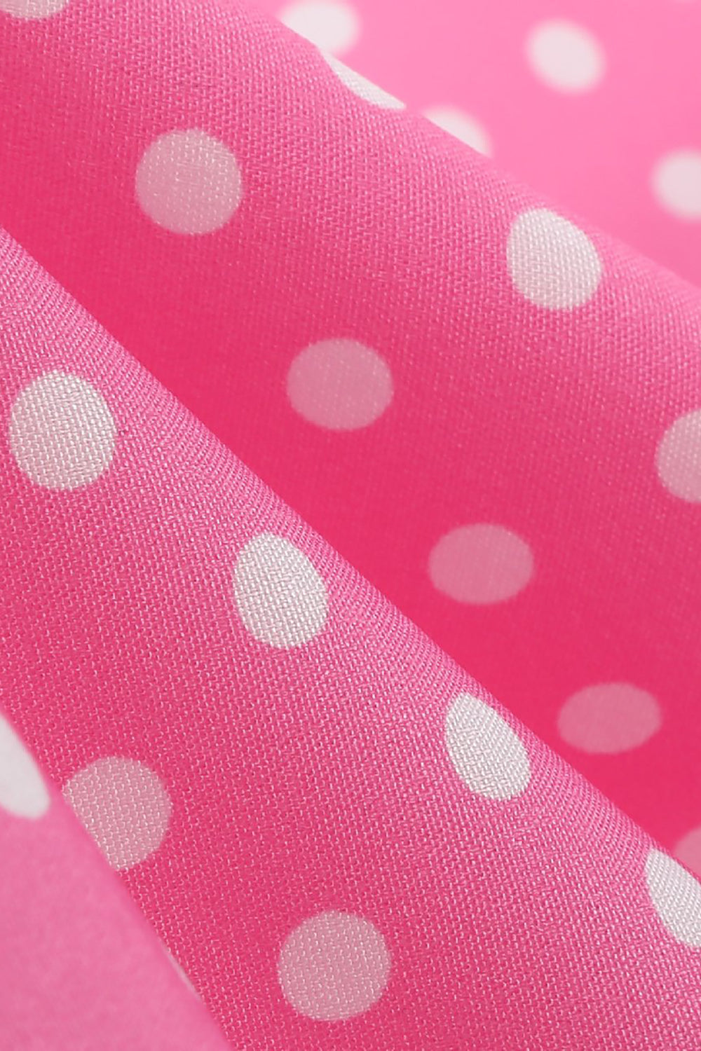 Rosa Polka Dot mangas curtas Peter Pan Vestido Vintage