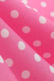 Rosa Polka Dot mangas curtas Peter Pan Vestido Vintage