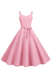 Blush Esparguete Correias Uma Linha Vestido dos anos 1950