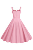 Blush Esparguete Correias Uma Linha Vestido dos anos 1950