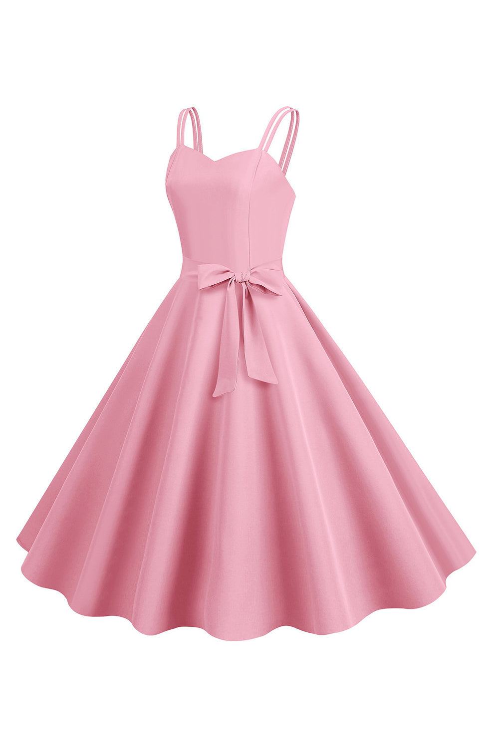 Blush Esparguete Correias Uma Linha Vestido dos anos 1950