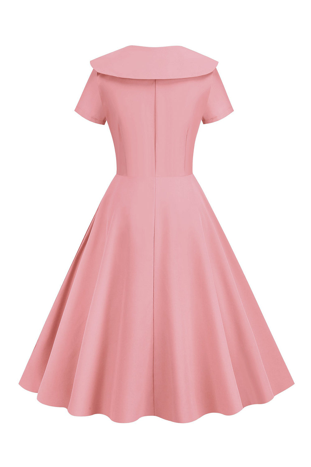 Blush mangas curtas Peter Pan vestido vintage com botões