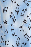 Azul claro impresso cap mangas 1950s vestido