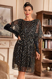 Glitter Sequins 1920s Vestido com mangas Batwing