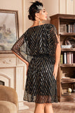 Glitter Sequins 1920s Vestido com mangas Batwing