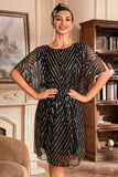 Glitter Sequins 1920s Vestido com mangas Batwing