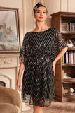 Glitter Sequins 1920s Vestido com mangas Batwing