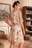 Batwing Mangas Champagne Sequins Vestido dos anos 1920
