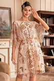 Batwing Mangas Champagne Sequins Vestido dos anos 1920