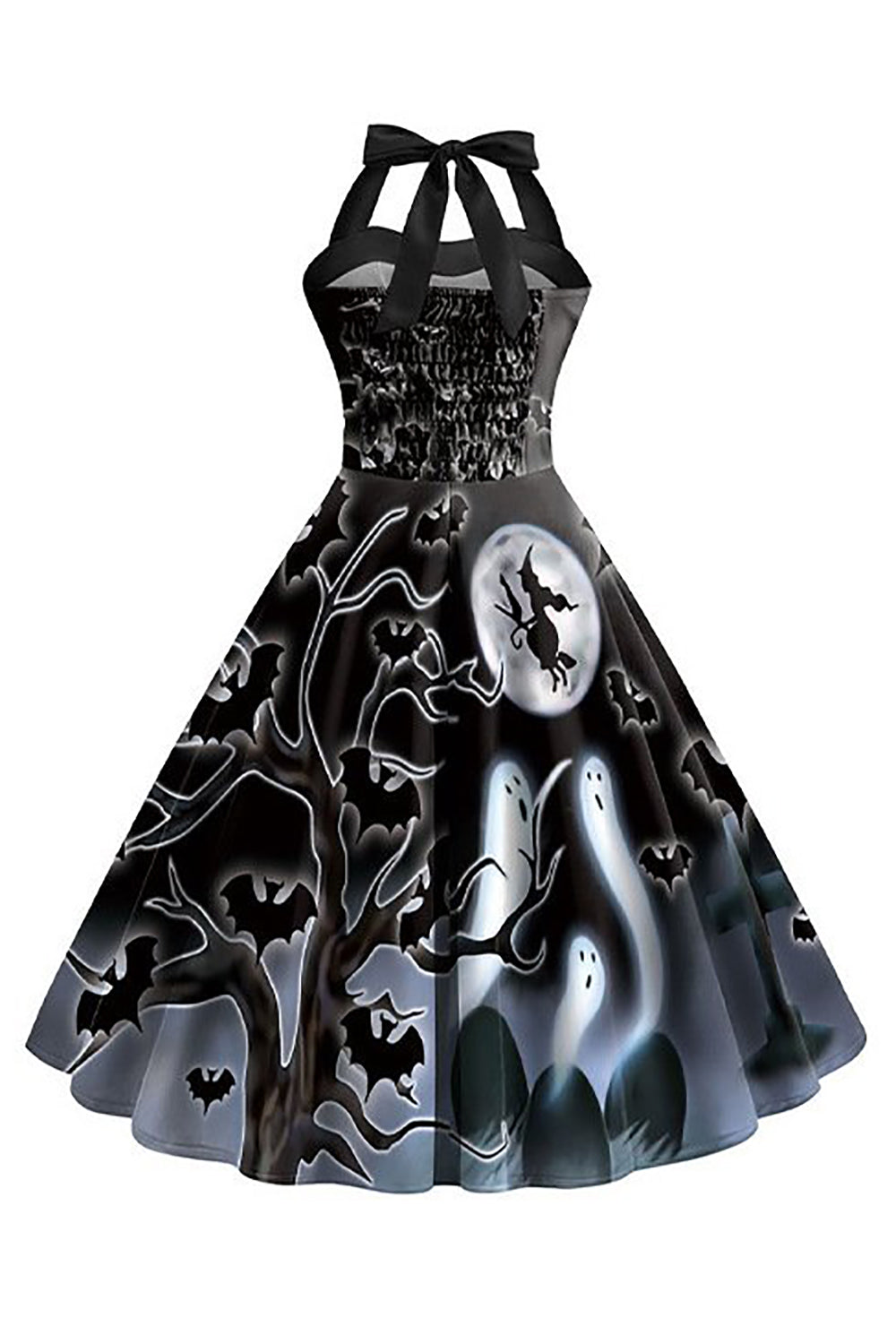 Halloween estampado Halter Blue Vintage Dress
