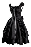Vestido Vintage Preto de Halloween com Renda