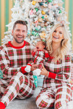 Natal Família Combinando Pijamas set Pijama xadrez vermelho