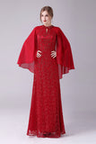 Borgonha A-Line Floor-Length Mãe do vestido de noiva com apliques