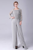 Macacão Sliver / Pantsuit Separa Lace Chiffon Mãe do Vestido da Noiva