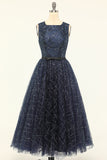Vestido de baile de tulle da marinha glitter
