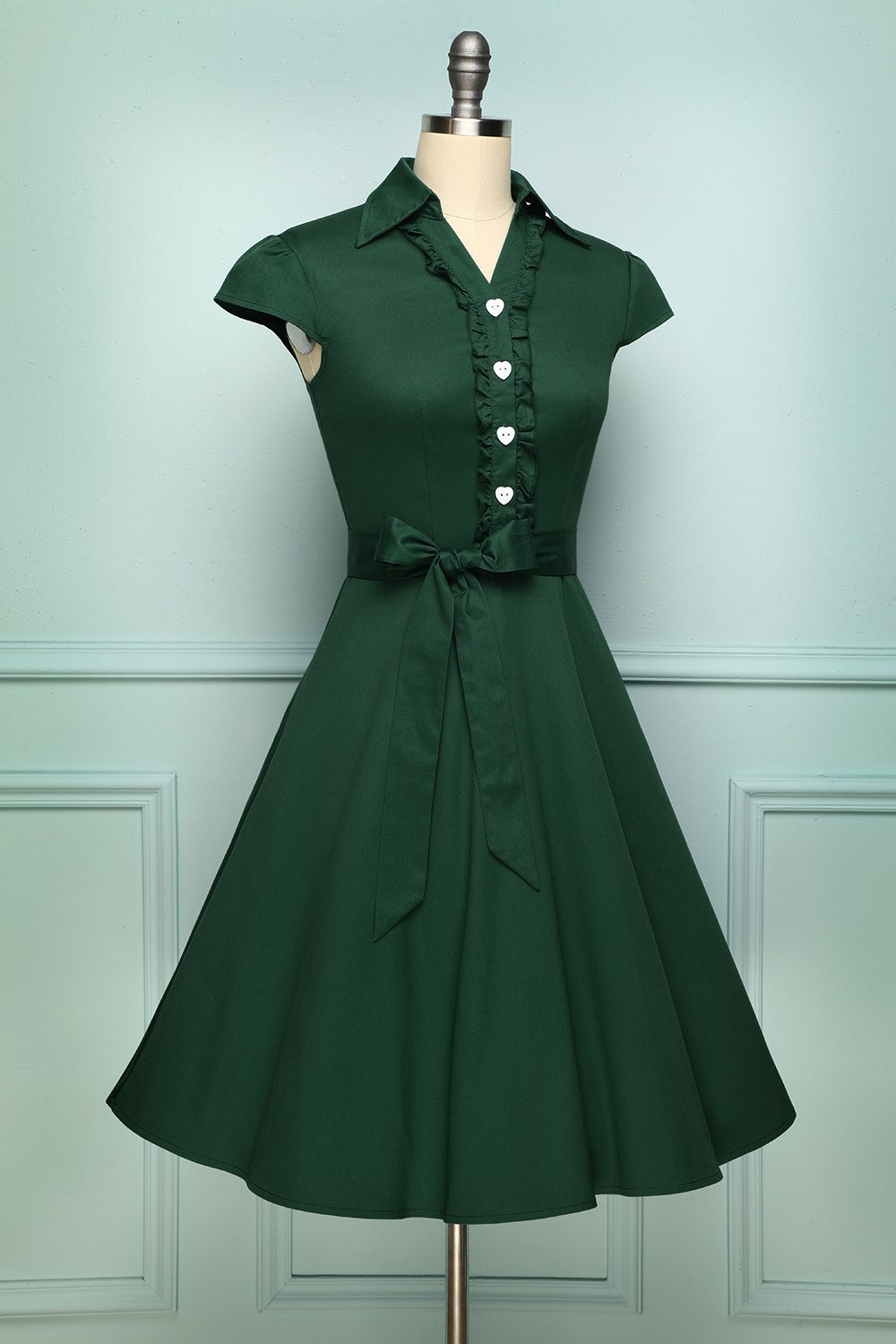 Verde escuro vestido retro