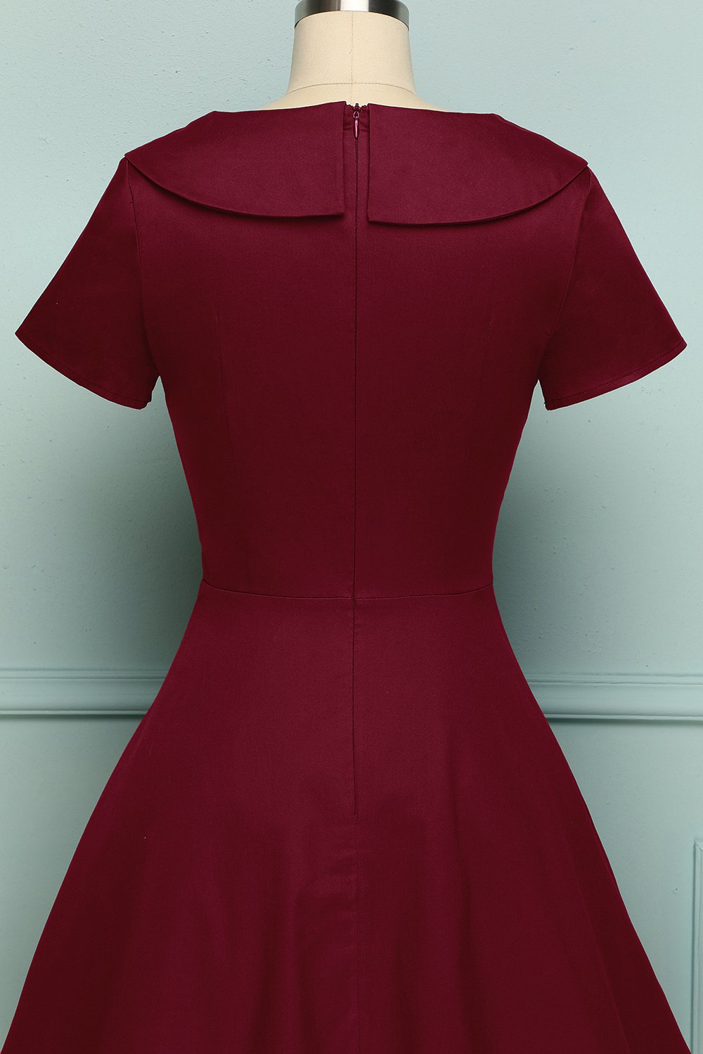 Borgonha Botão Vestido