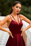 Vestido Longo Cetim Borgonha