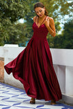 Vestido Longo Cetim Borgonha