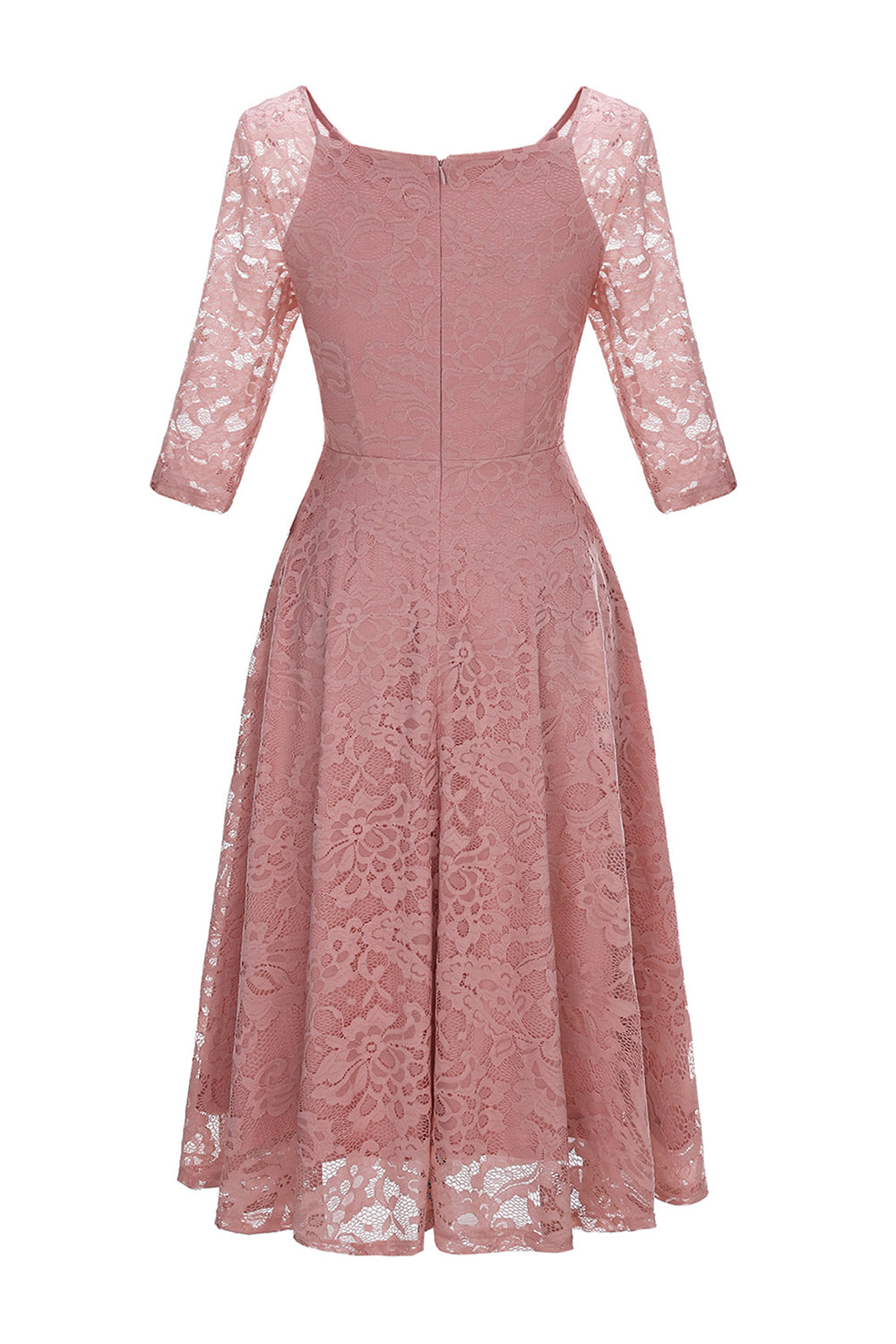 Blush V-Neck 3/4 Mangas Vestido de festa de renda